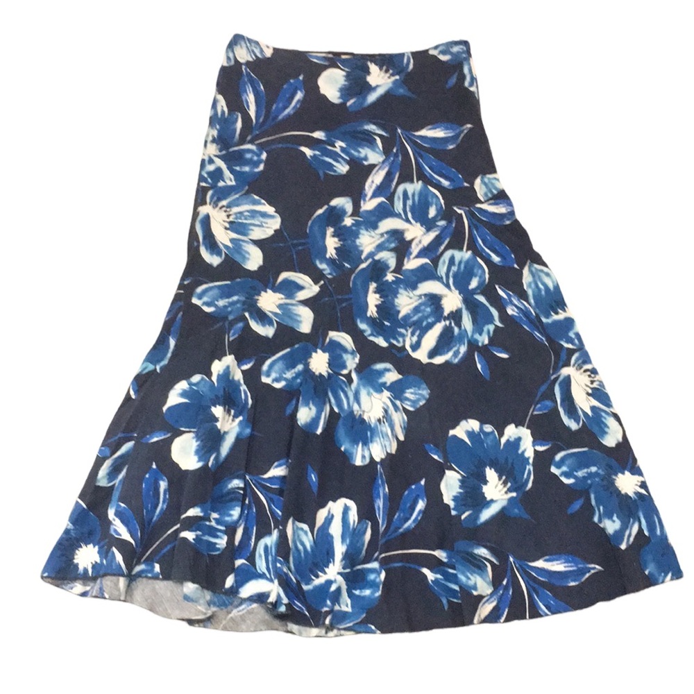 Julie Mitchell | Blue Linen Floral Skirt
